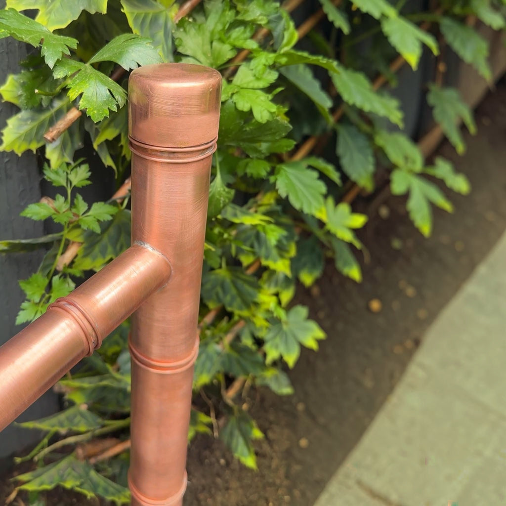 Handcrafted copper Japanese water spout for ponds and garden features