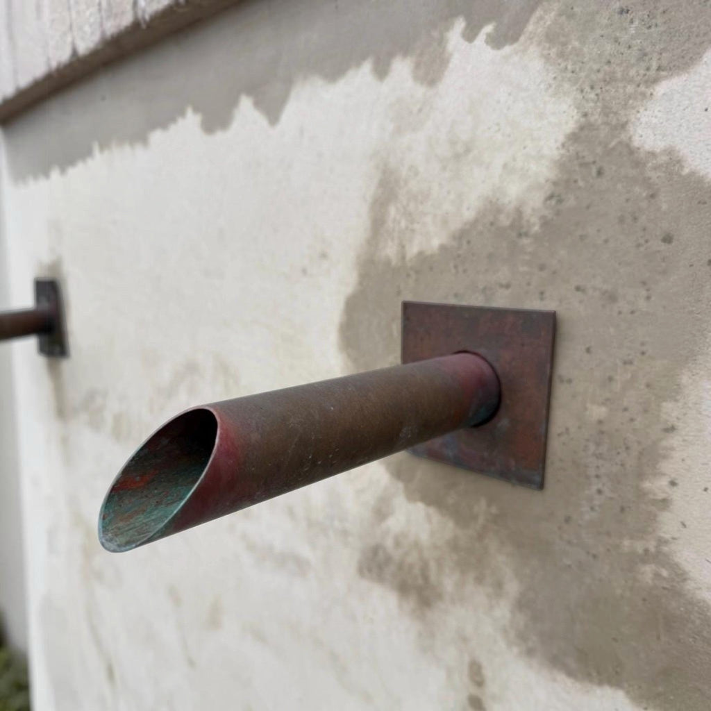 Copper water spout craftsmanship detail