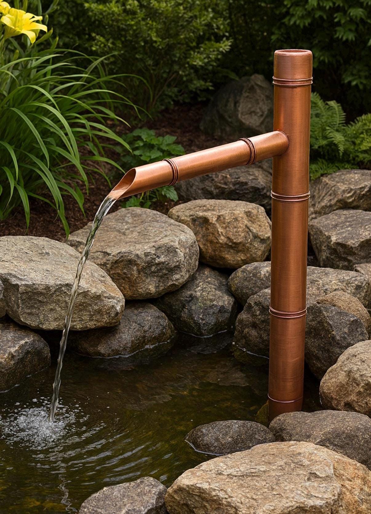 50cm Handmade Copper Japanese Water Spout (Sozu Style) – Fully Assembled Zen Garden Fountain Feature - Built to Last