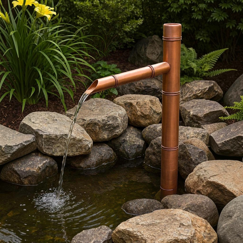50cm handmade copper Japanese water spout for a garden water feature