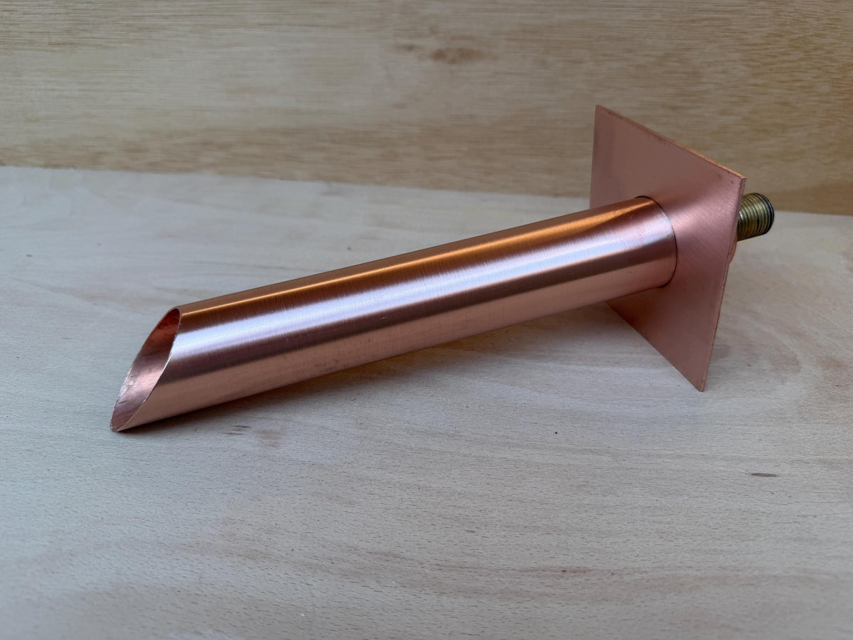 Set of 3 35mm Copper Water Spouts - 230mm - installed garden feature