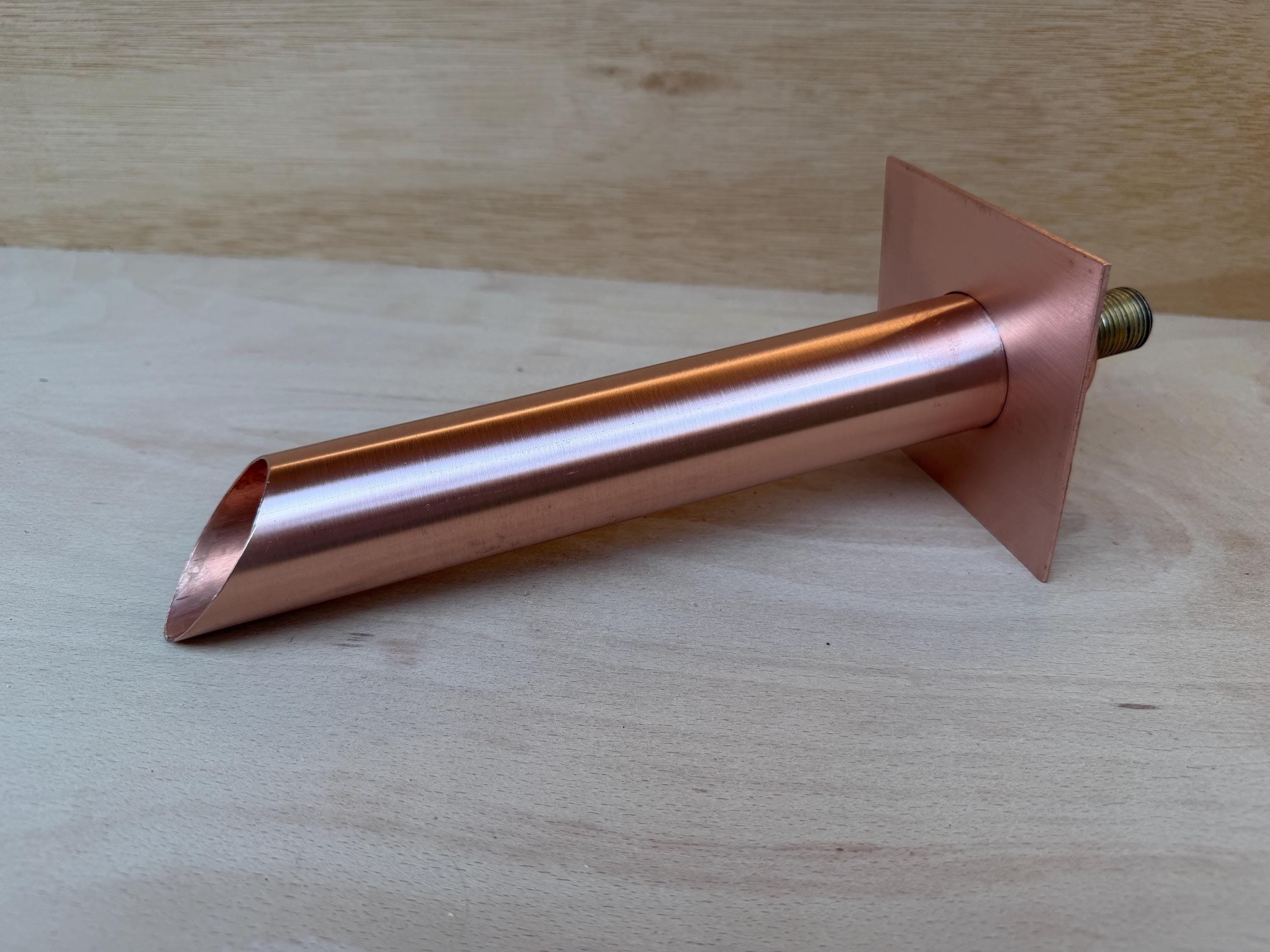 Set of 3 handcrafted copper water spouts for garden landscaping
