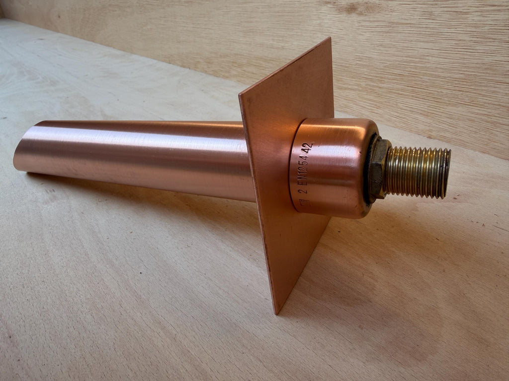 42mm Handmade Copper Water Spout , Zen Garden / Pond Feature , Wall Mounted Fountain , 240mm Projection, with Wall Plate – Single Spout