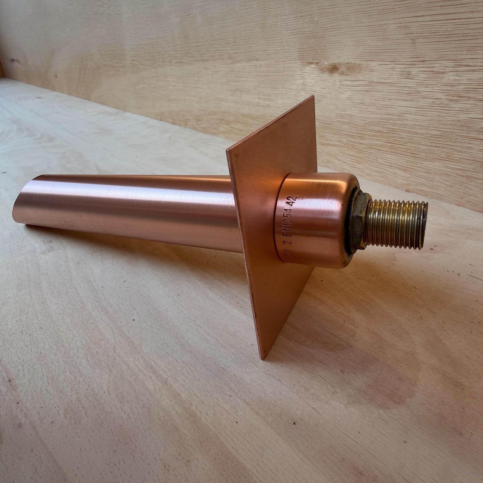Copper water spout side view
