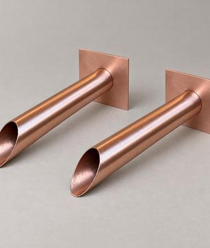 Set of 2 28mm Copper Water Spouts - 230mm - product view