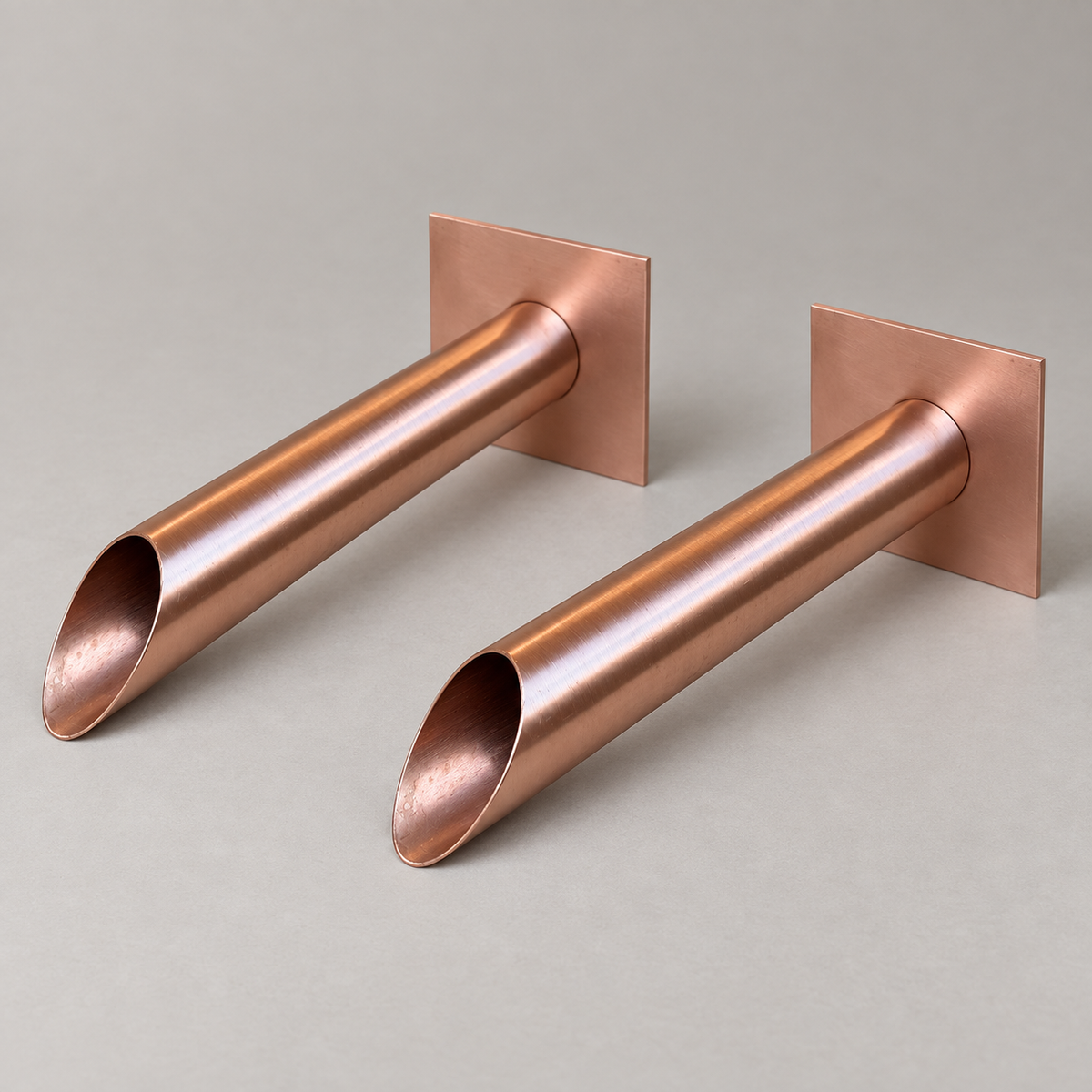 Set of 2 28mm Copper Water Spouts - 230mm - product view