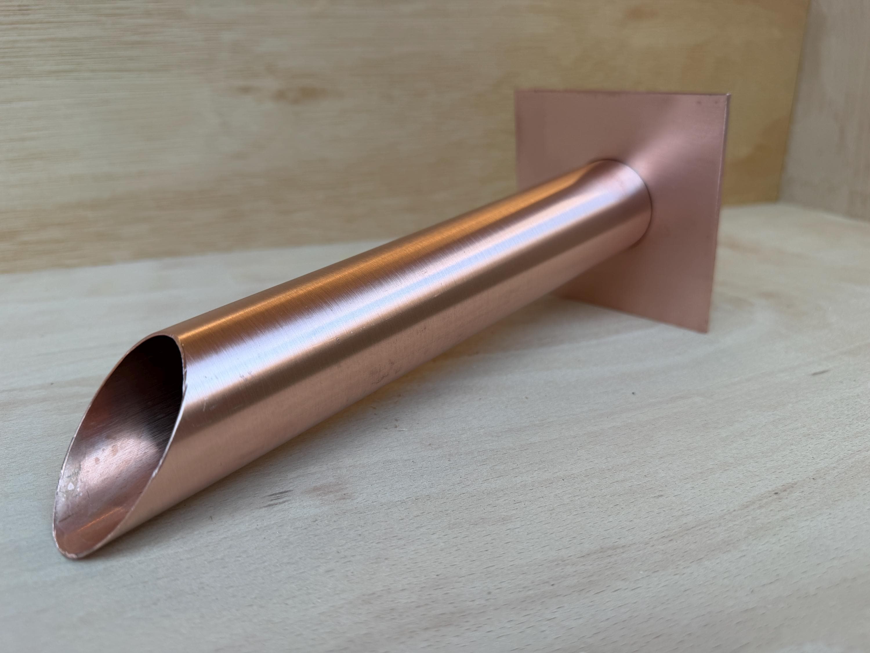 42mm Copper Water Spout Sleeve for Existing Pond Pipe | Zen Garden Water Feature | Wall Mounted Fountain | 240mm Projection & Wall Plate