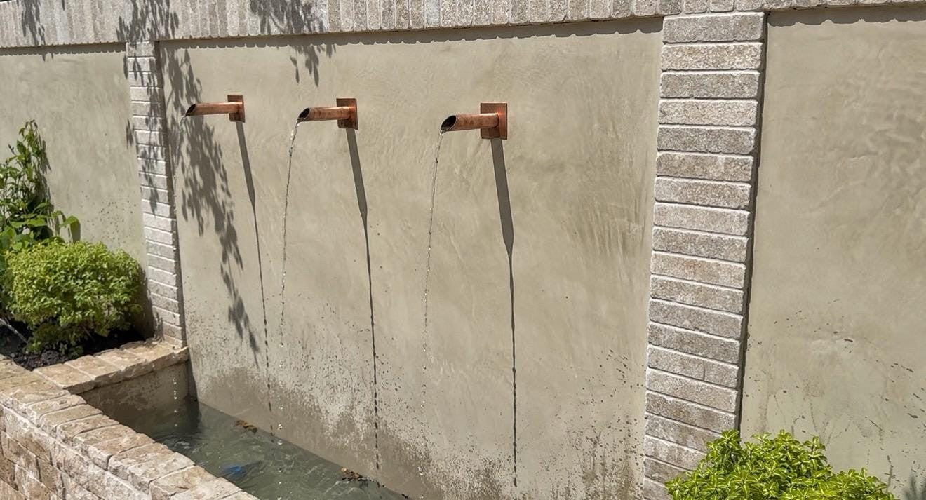 Set of 3 copper fountain spouts with 230mm projection