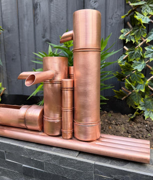 70cm Copper Bamboo-Style Water Feature - close-up