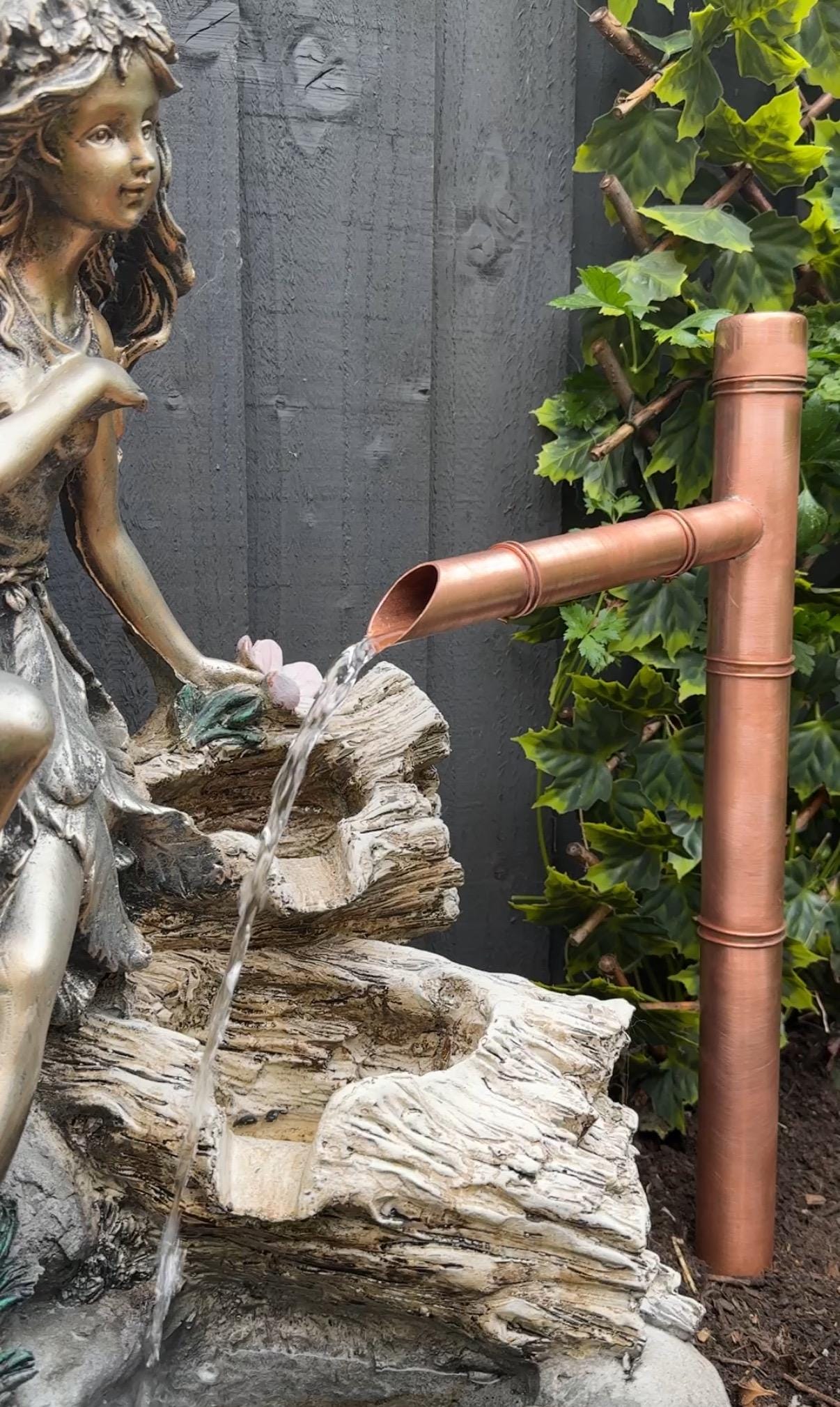 50cm Handmade Copper Japanese Water Spout (Sozu Style) – Fully Assembled Zen Garden Fountain Feature - Built to Last