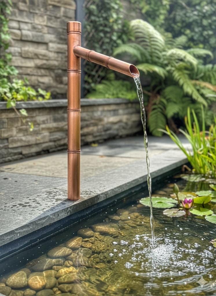 70cm Handmade Copper Japanese Water Spout (Sozu Style) – Fully Assembled Zen Garden Fountain Feature - Built to Last