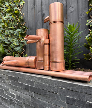 70cm Copper Bamboo-Style Water Feature - copper finish detail