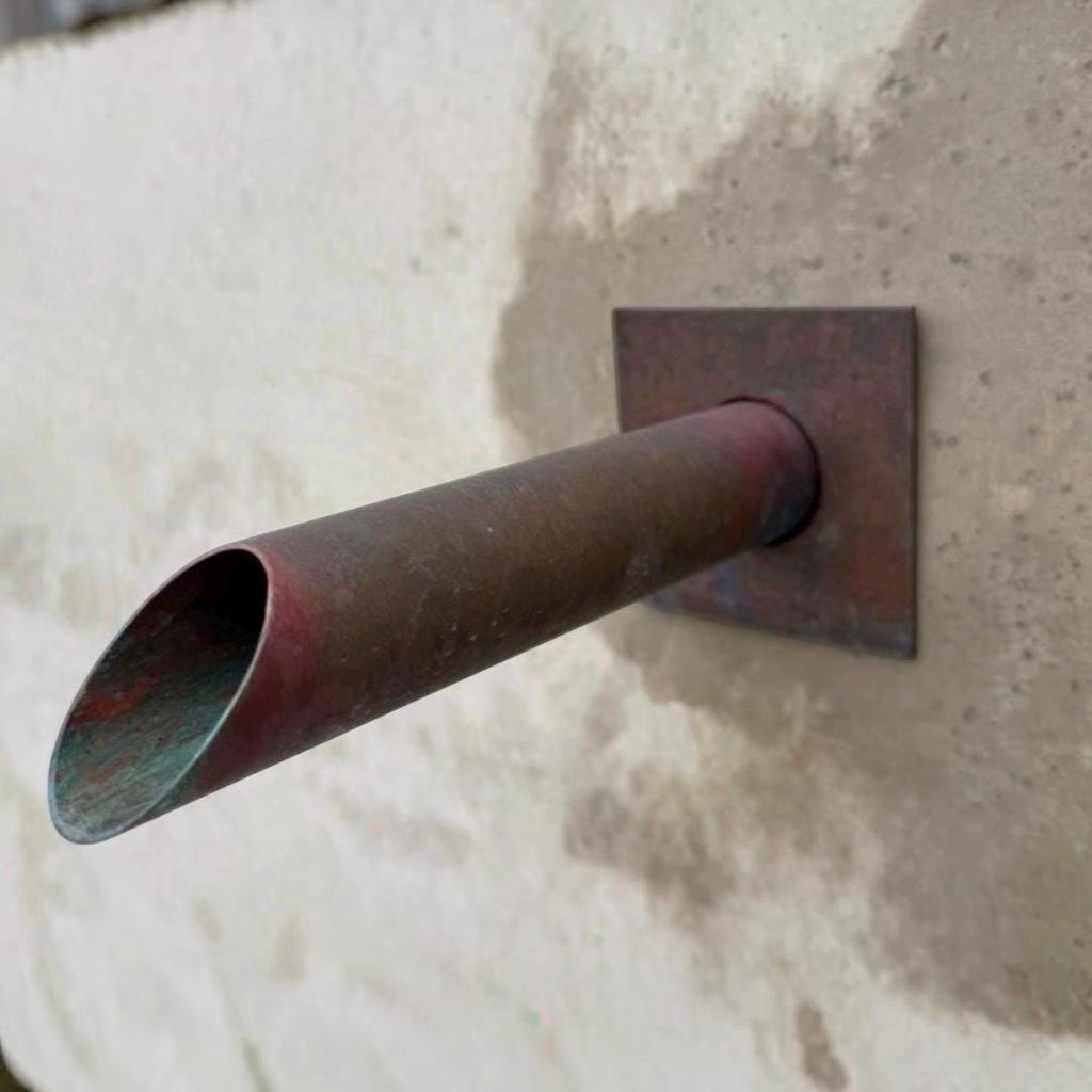 Handmade 28mm copper water spout with wall plate