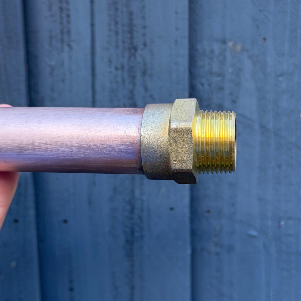 Copper water feature spout for pond fountain or water wall