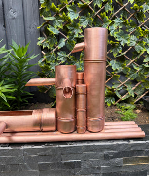 70cm Copper Bamboo-Style Water Feature - garden installation