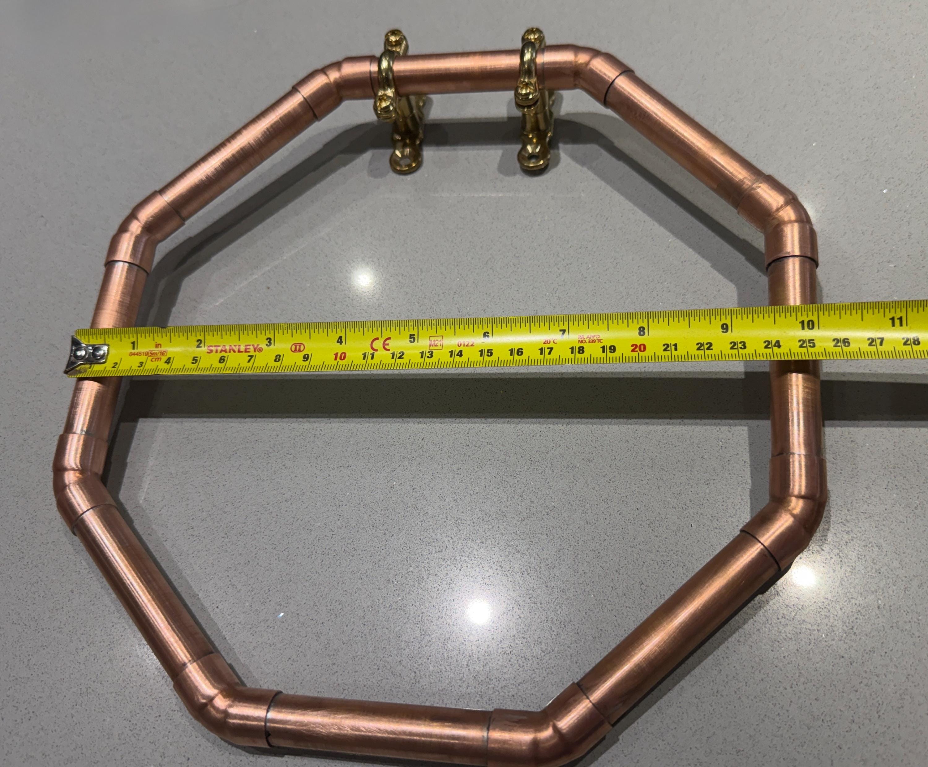 Handmade Octagon Copper Towel Ring, Industrial Geometric Bathroom Towel Holder, Minimalist and Modern Solid Copper Wall Mounted Towel Hanger
