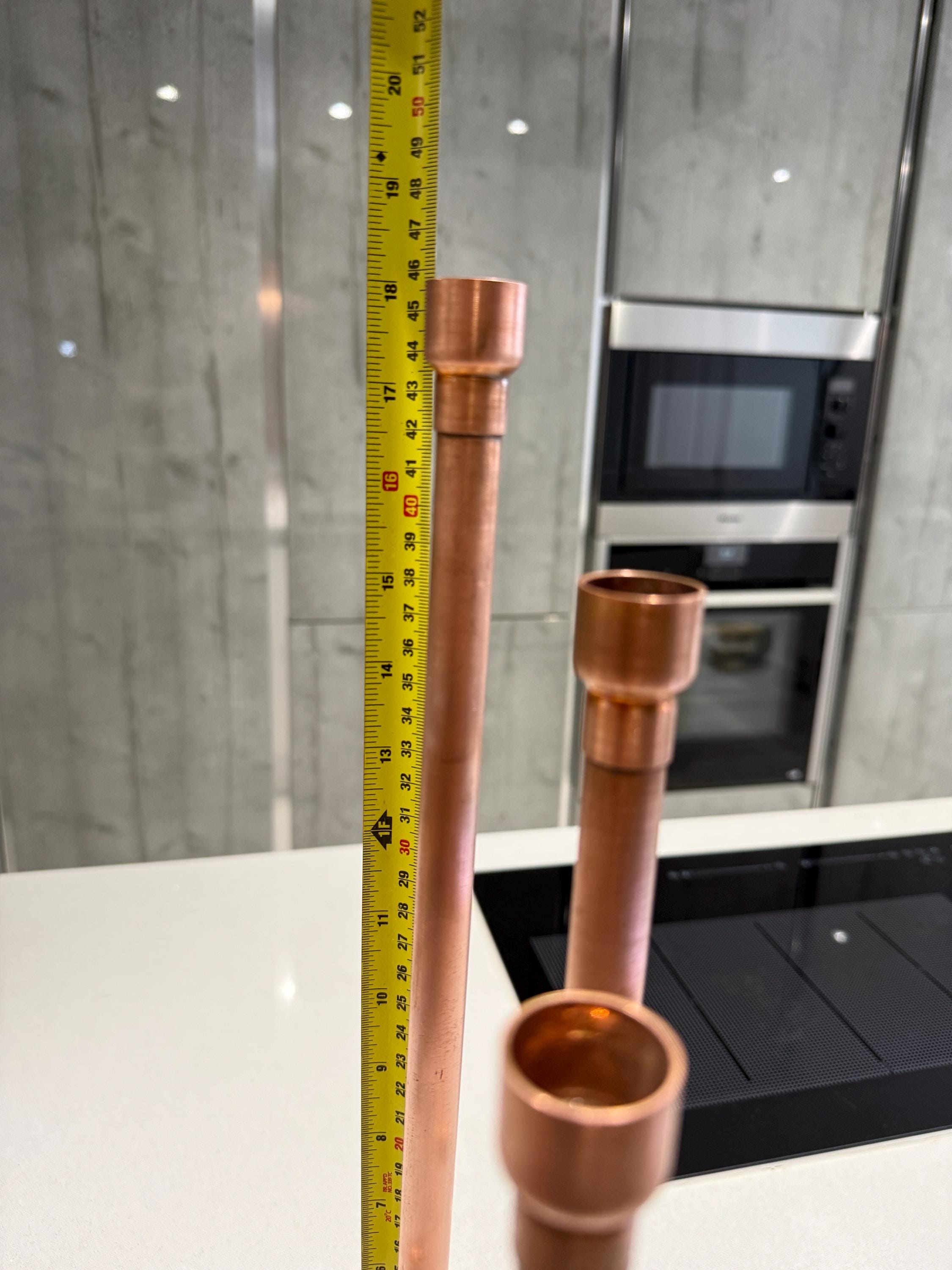 Handmade Copper Candle Holder | Geometric Copper Candelabra | Modern Taper Candle Centrepiece for Dining Tables