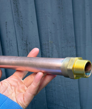 28mm Copper Water Spout with Wall Plate - 230mm - close-up
