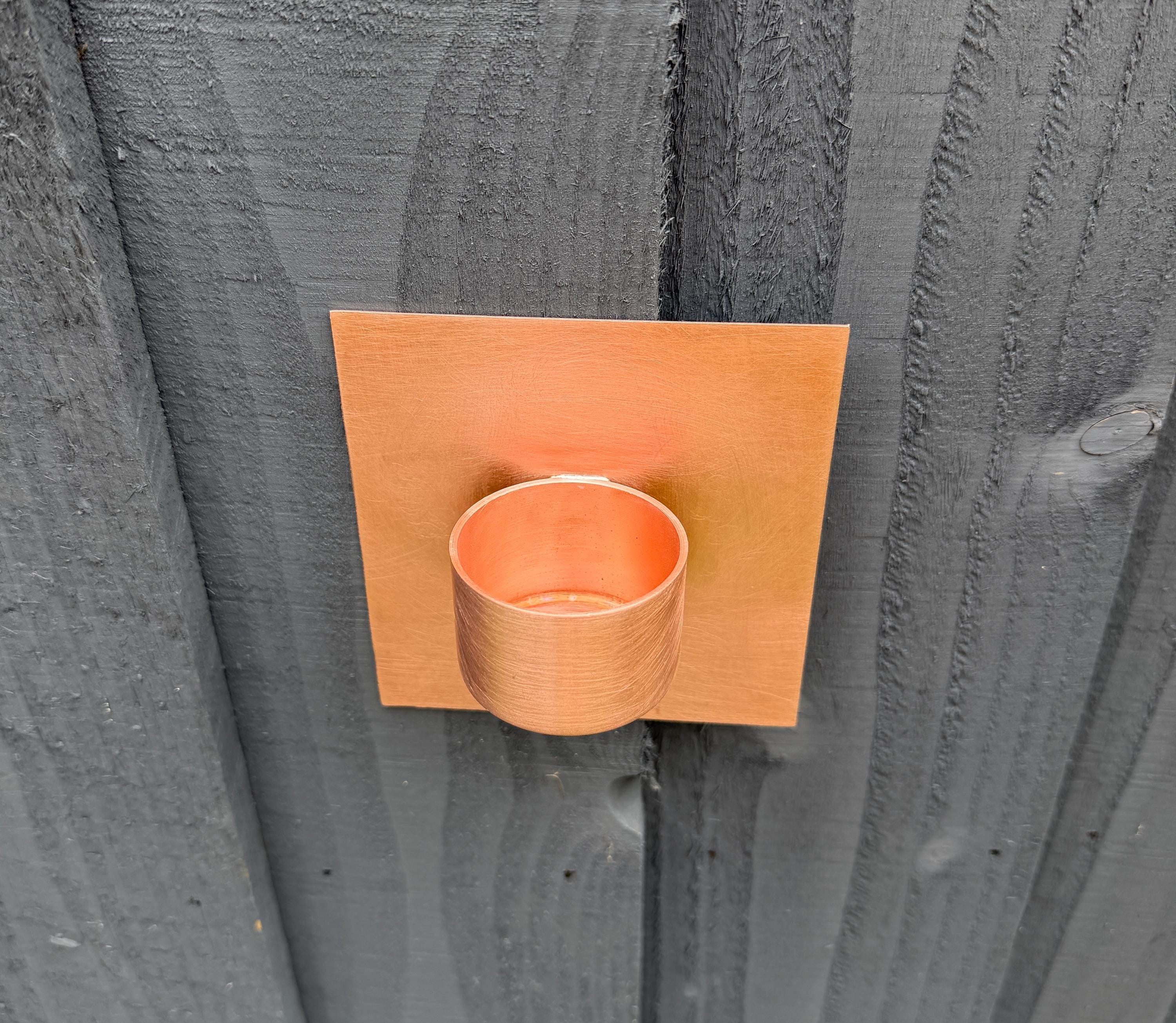 Handcrafted Copper Tea Light Holder | Wall Mounted Garden Candle Holder | Outdoor Copper Decor