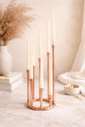Handmade Copper Candle Holder | Geometric Copper Candelabra | Modern Taper Candle Centrepiece for Dining Tables