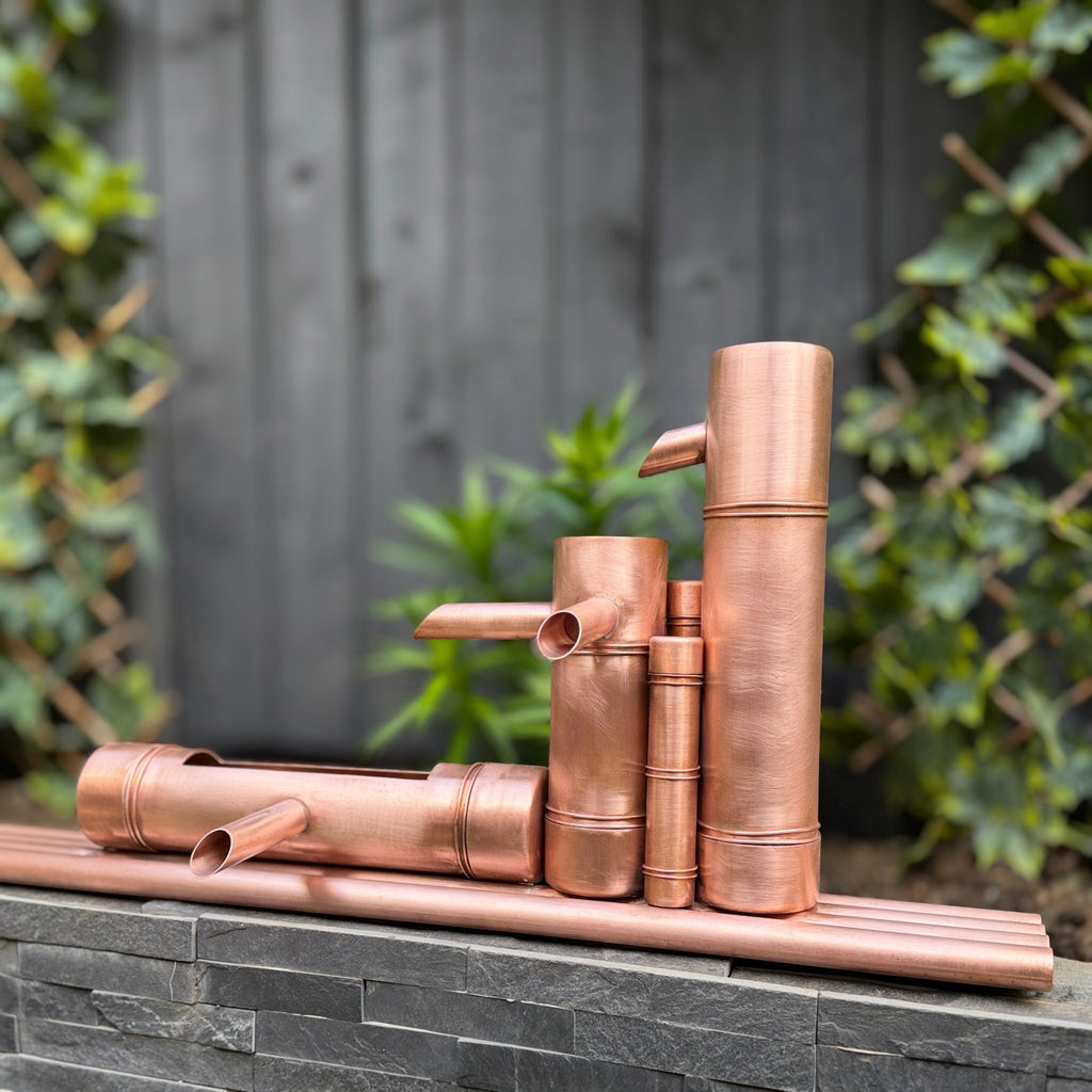 Handmade 70cm copper bamboo-style Japanese garden water feature