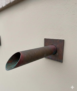 Set of 3 35mm Copper Water Spouts - 230mm - close-up
