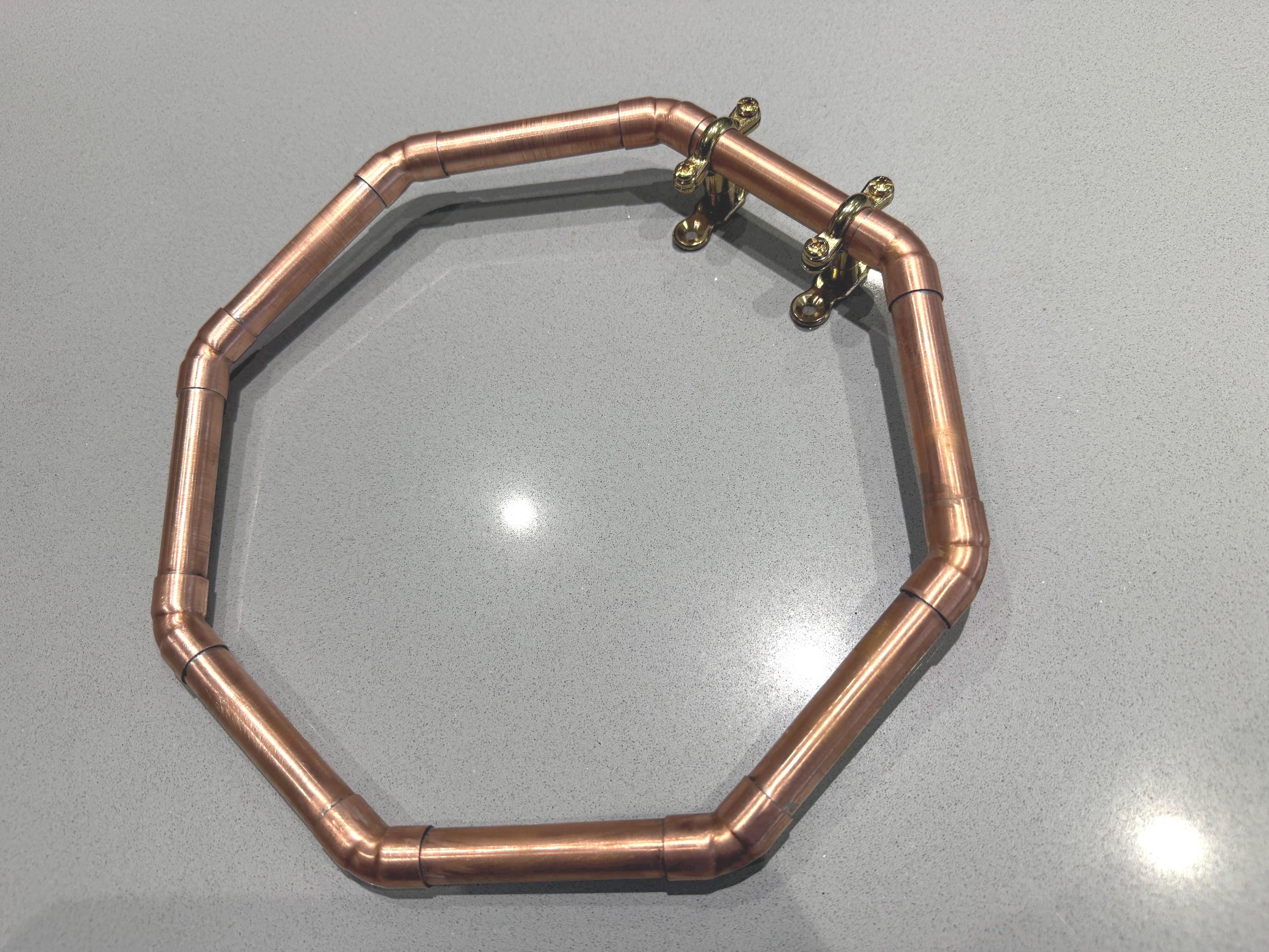 Handmade Octagon Copper Towel Ring, Industrial Geometric Bathroom Towel Holder, Minimalist and Modern Solid Copper Wall Mounted Towel Hanger
