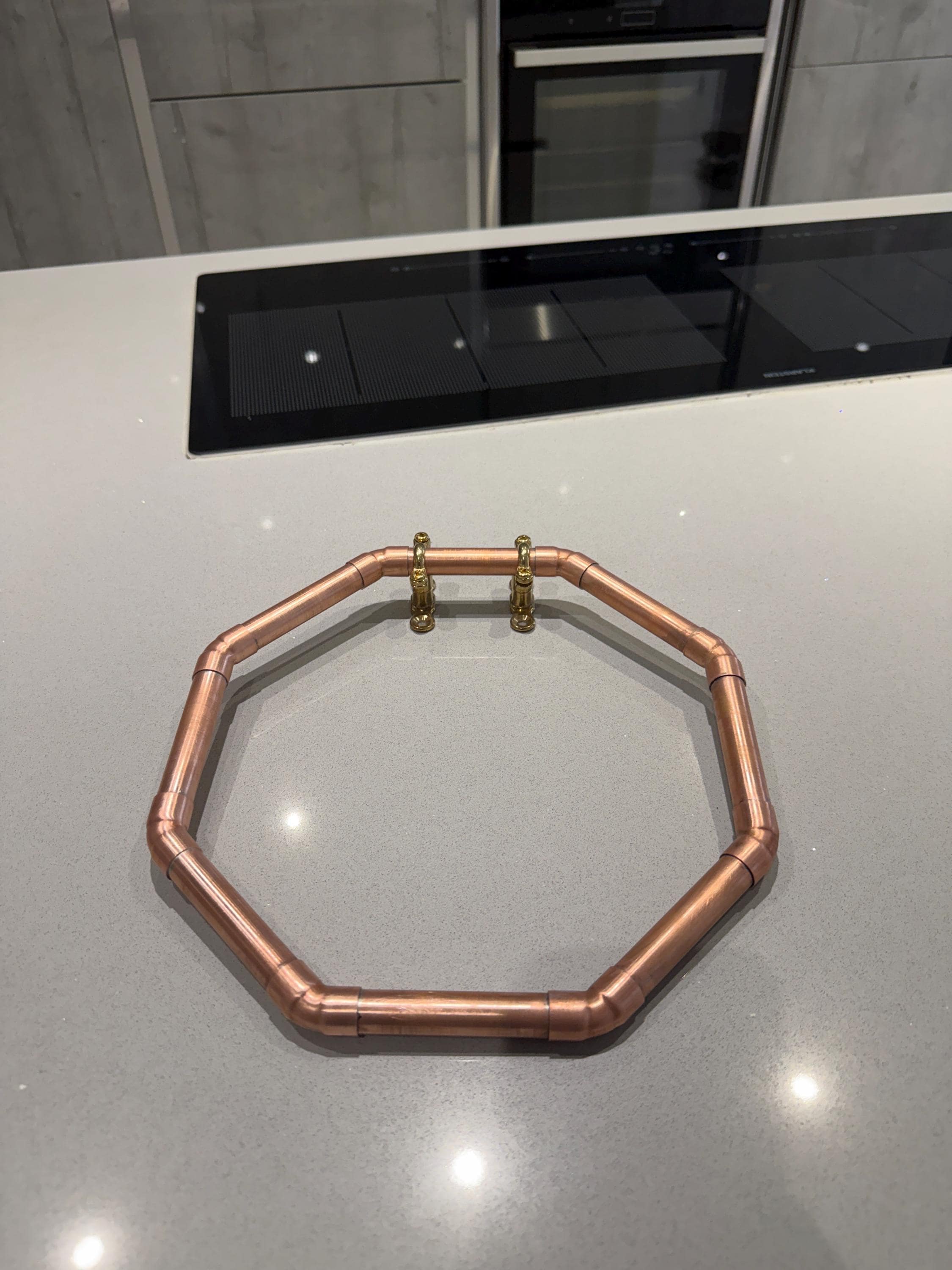 Handmade Octagon Copper Towel Ring, Industrial Geometric Bathroom Towel Holder, Minimalist and Modern Solid Copper Wall Mounted Towel Hanger