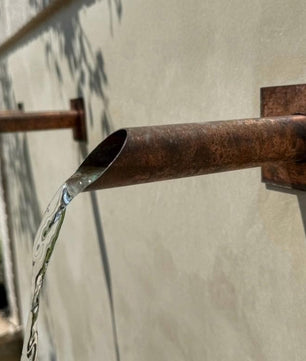 Set of 3 35mm Copper Water Spouts - 230mm - handmade construction detail