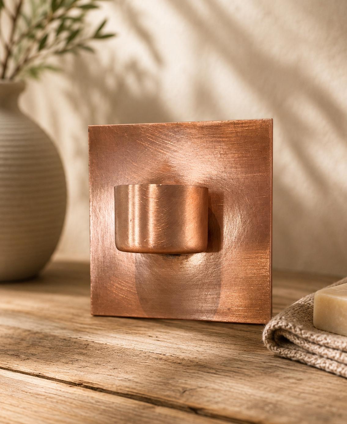 Handcrafted Copper Tea Light Holder | Wall Mounted Garden Candle Holder | Outdoor Copper Decor