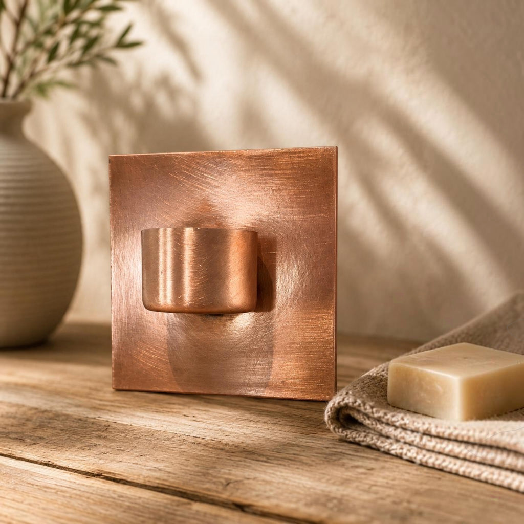 Handmade copper wall candle holder for indoor or outdoor use