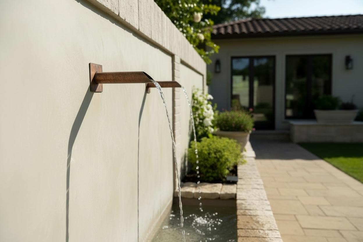 Set of three handmade UK copper garden water spouts
