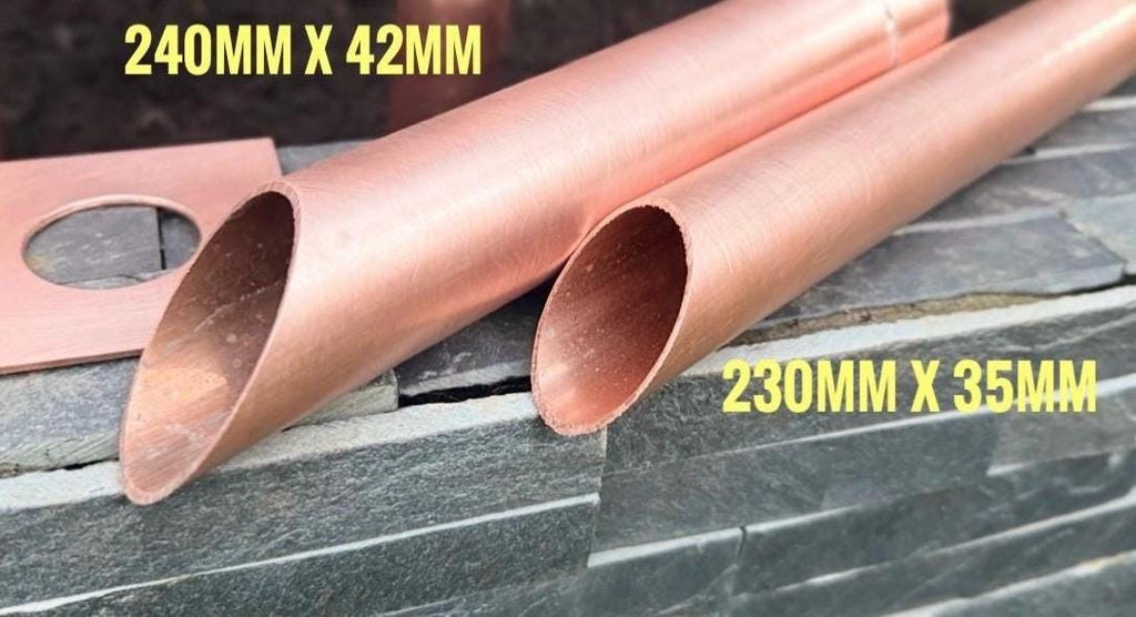 42mm Copper Water Spout Sleeve for Existing Pond Pipe | Zen Garden Water Feature | Wall Mounted Fountain | 240mm Projection & Wall Plate