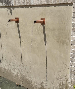 Set of 3 42mm Copper Water Spouts - 240mm - copper finish detail