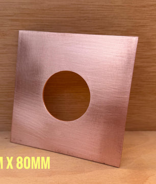 Set of 2 35mm Copper Water Spouts - 230mm - wall plate detail