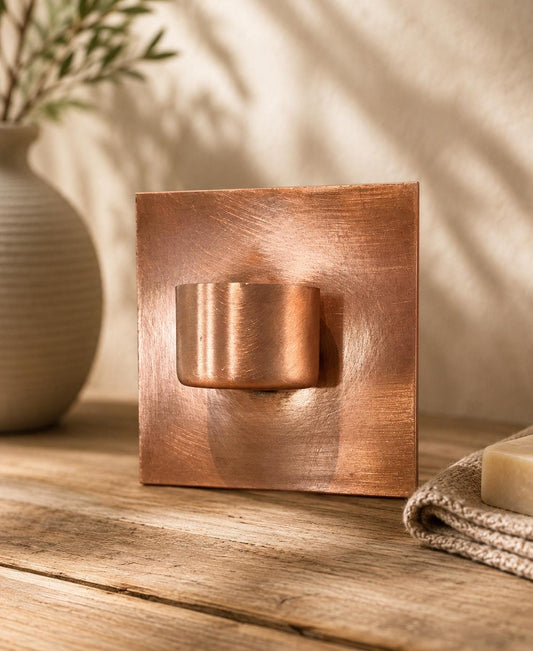 Set of 3 Copper Wall-Mounted Tea Light Holders - side view