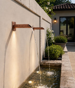 Set of 2 42mm Copper Water Spouts - 240mm - product view