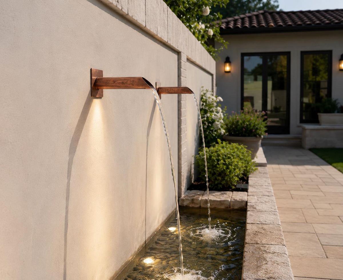 Set of 2 42mm Copper Water Spouts - 240mm - product view