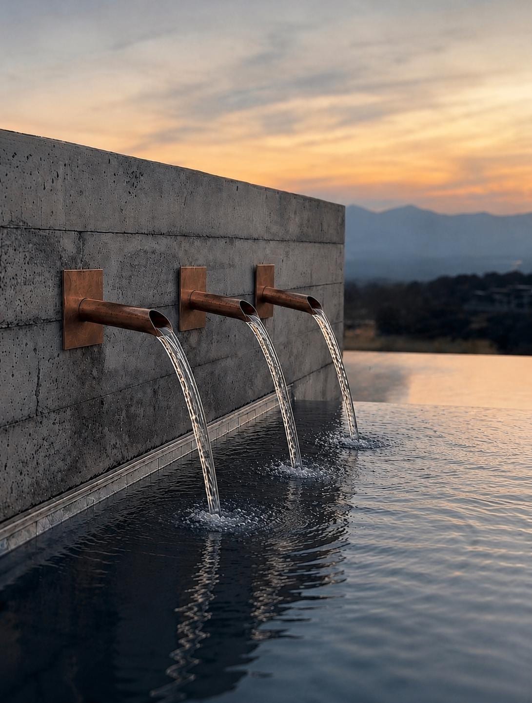 Set of 3 42mm Copper Water Spouts - 240mm - product view