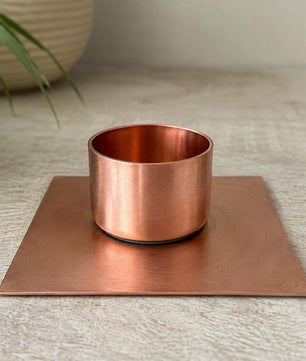 Handmade Copper Tea Light Holder - Freestanding - wall plate detail