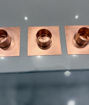 Set of 3 Handmade Copper Tea Light Holders - copper finish detail