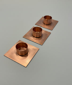 Set of 3 Handmade Copper Tea Light Holders - side view