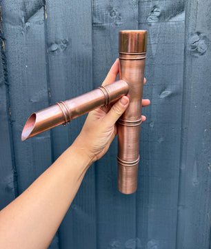 30cm Copper Japanese Sozu Water Feature - installed garden feature