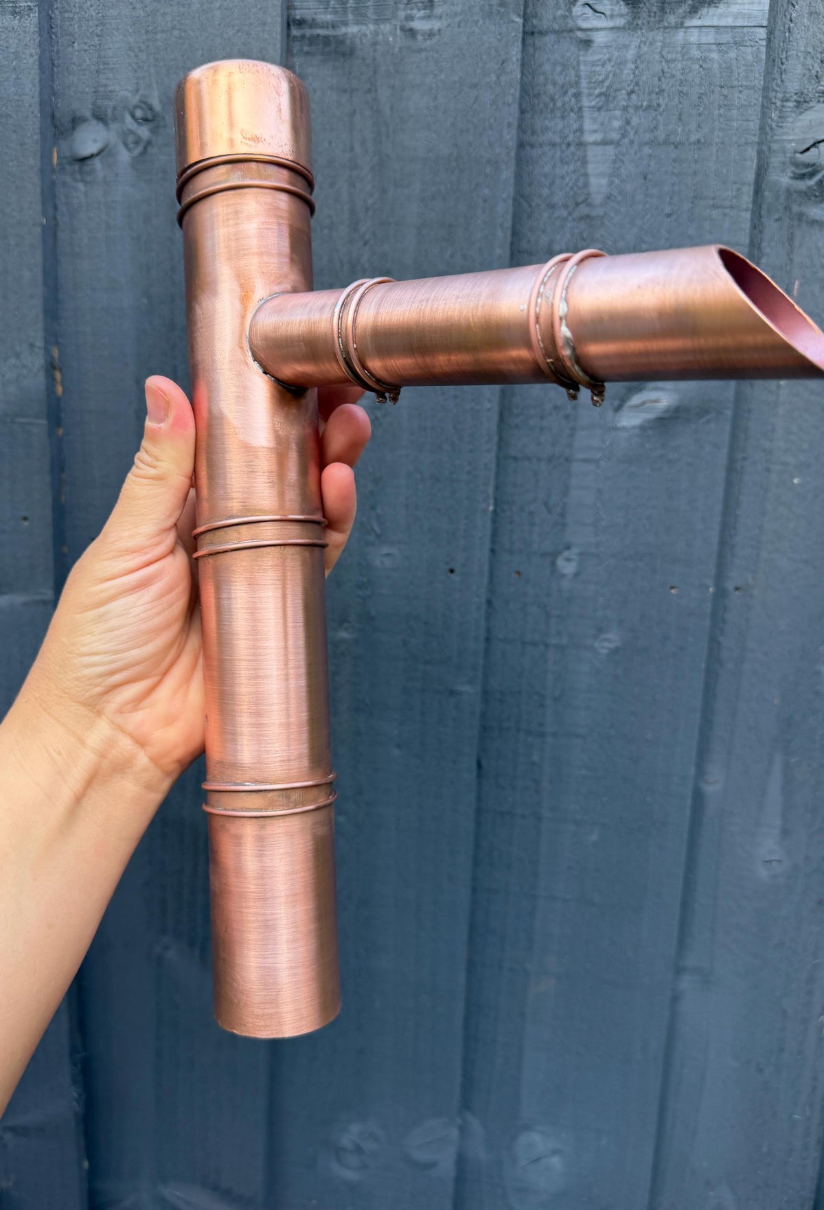 30cm Copper Japanese Sozu Water Feature - side view