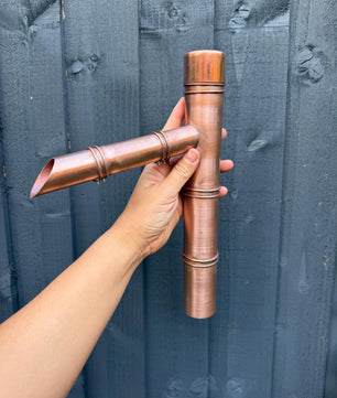 30cm Copper Japanese Sozu Water Feature - wall plate detail