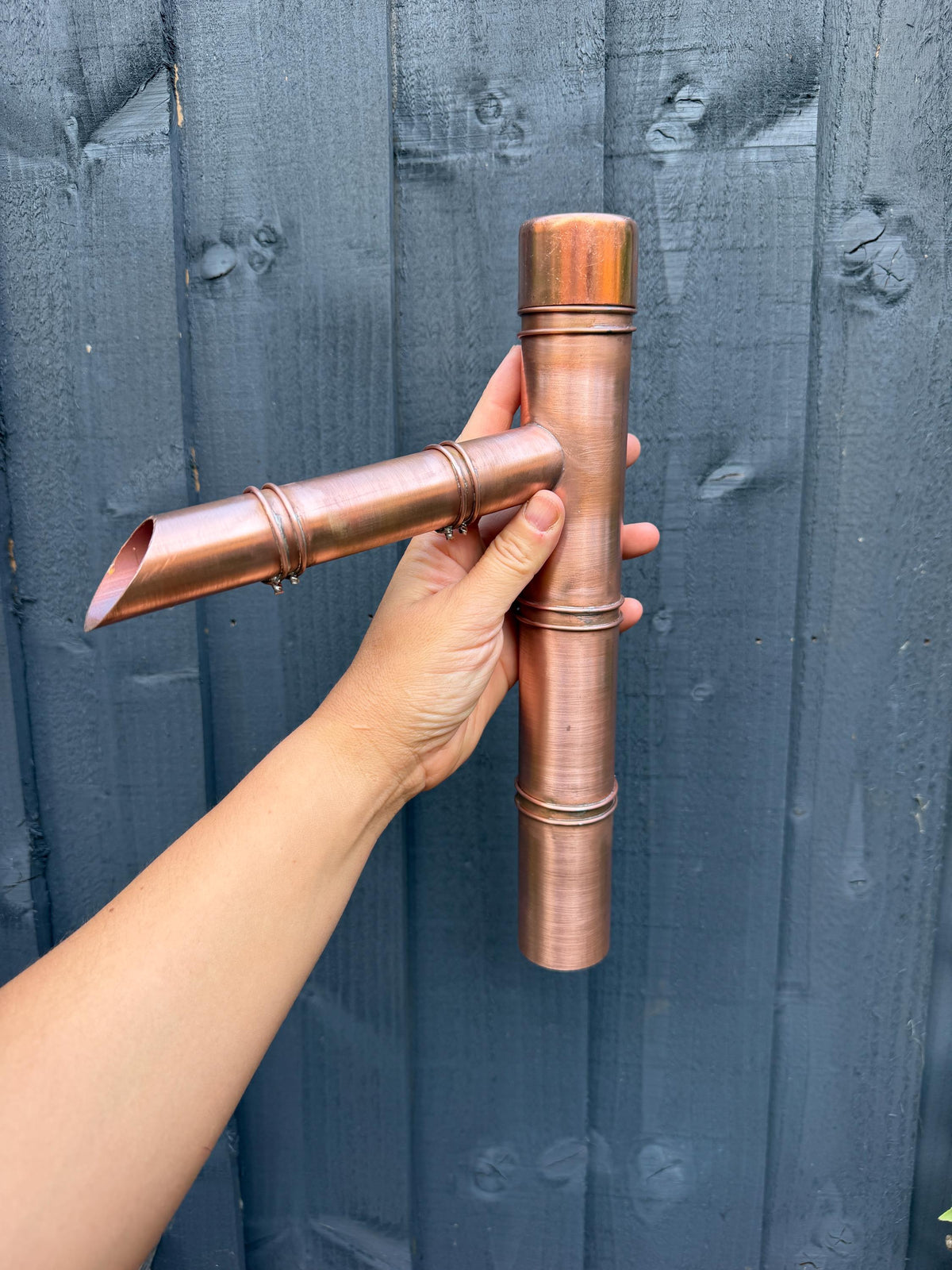 30cm Copper Japanese Sozu Water Feature - wall plate detail