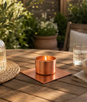 Handmade Copper Tea Light Holder - Freestanding - installed garden feature
