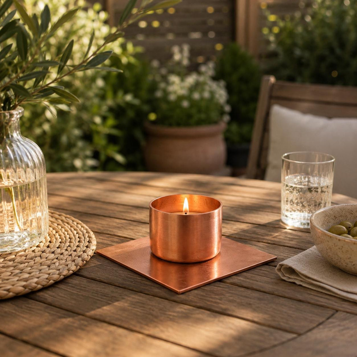 Handmade Copper Tea Light Holder - Freestanding - installed garden feature