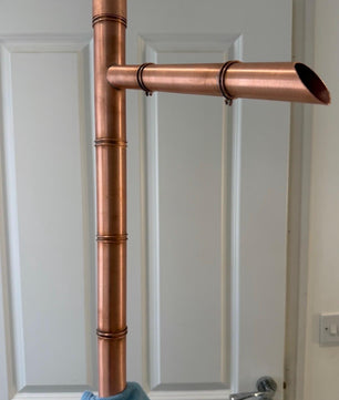60cm Copper Japanese Sozu Water Feature - installed garden feature