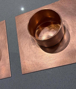Set of 3 Handmade Copper Tea Light Holders - installed garden feature